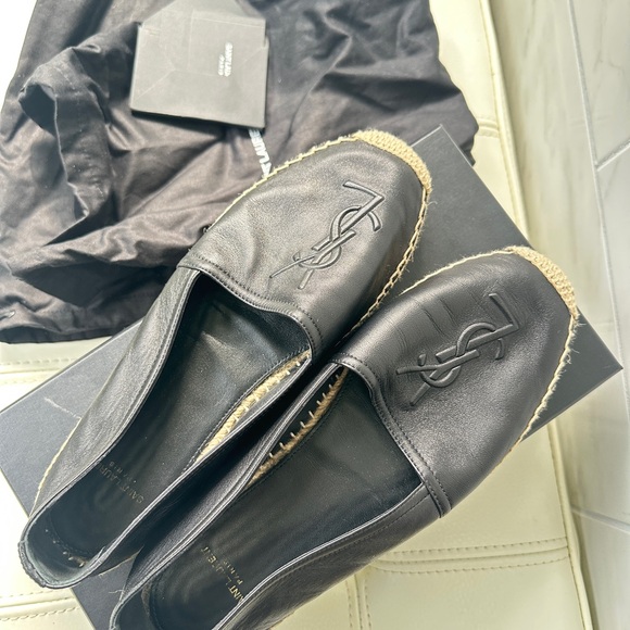 Yves Saint Laurent Black Leather Loafers - Picture 1 of 8
